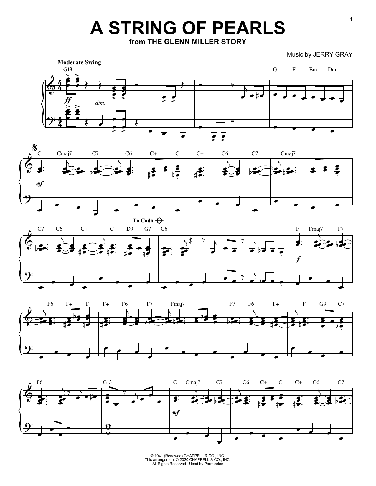 Eddie De Lange A String Of Pearls [Jazz version] (from The Glenn Miller Story) (arr. Brent Edstrom) sheet music notes and chords. Download Printable PDF.