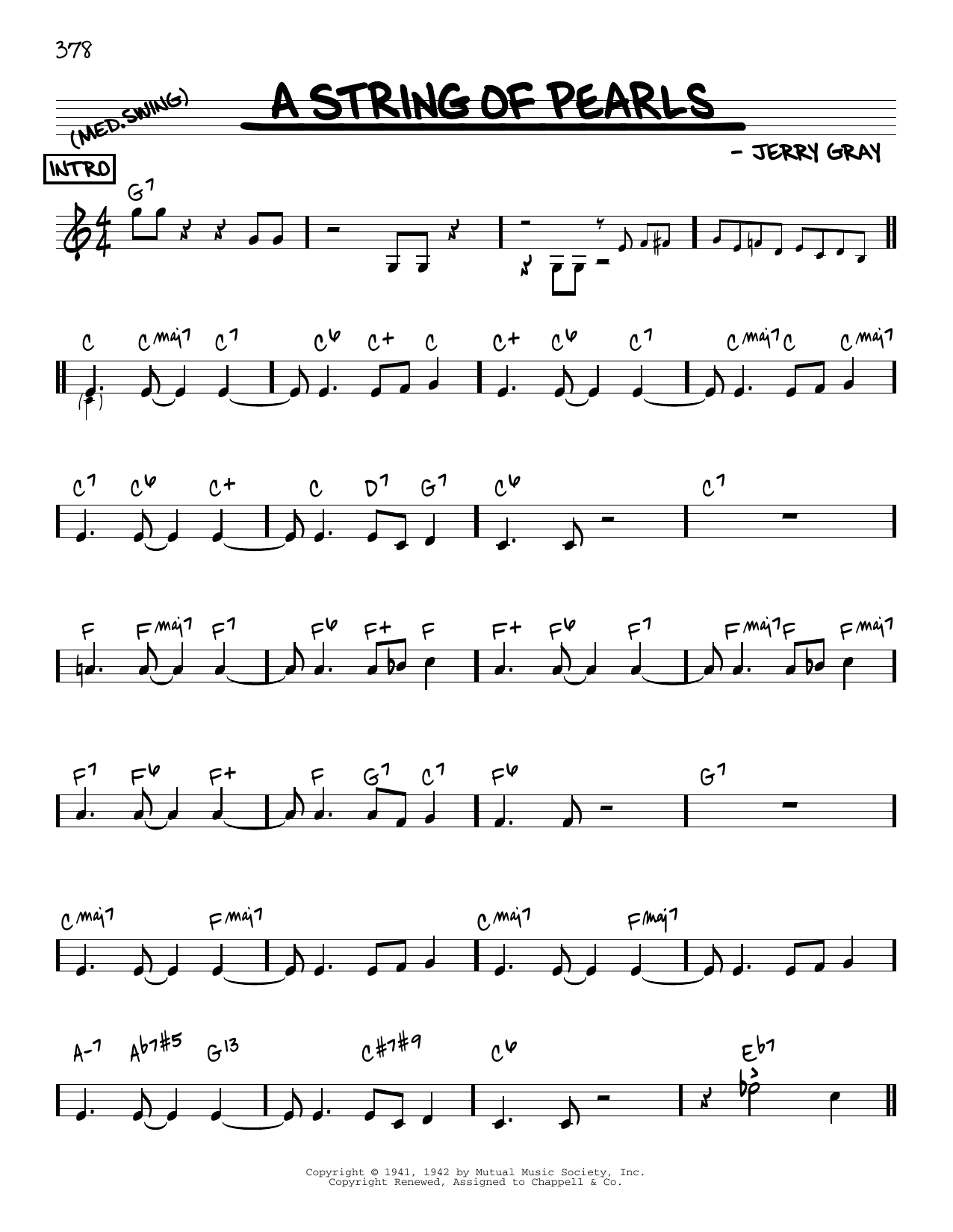 Eddie De Lange A String Of Pearls [Reharmonized version] (arr. Jack Grassel) sheet music notes and chords arranged for Real Book – Melody & Chords