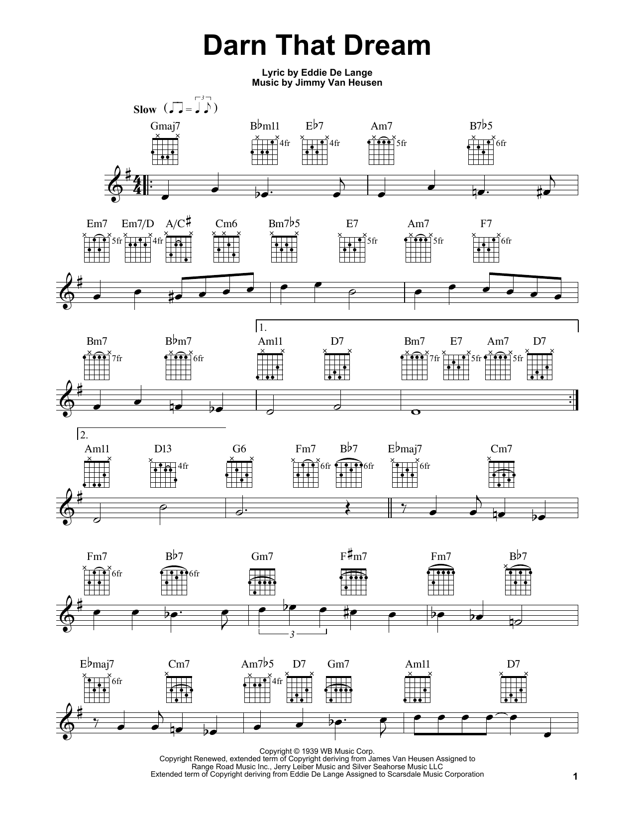 Eddie De Lange Darn That Dream sheet music notes and chords. Download Printable PDF.