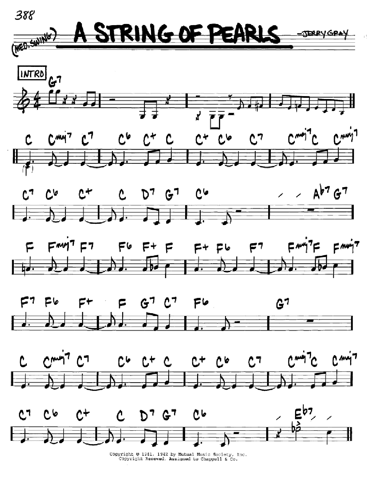 Eddie DeLange A String Of Pearls sheet music notes and chords. Download Printable PDF.