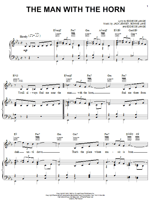 Learn to play Eddie DeLange The Man With The Horn sheet music for Piano, Vocal & Guitar Chords (Right-Hand Melody) in minutes. Price: 7.8900$ Eddie DeLange The Man With The Horn sheet music notes and chords arranged for Piano, Vocal & Guitar Chords (Right-Hand Melody)