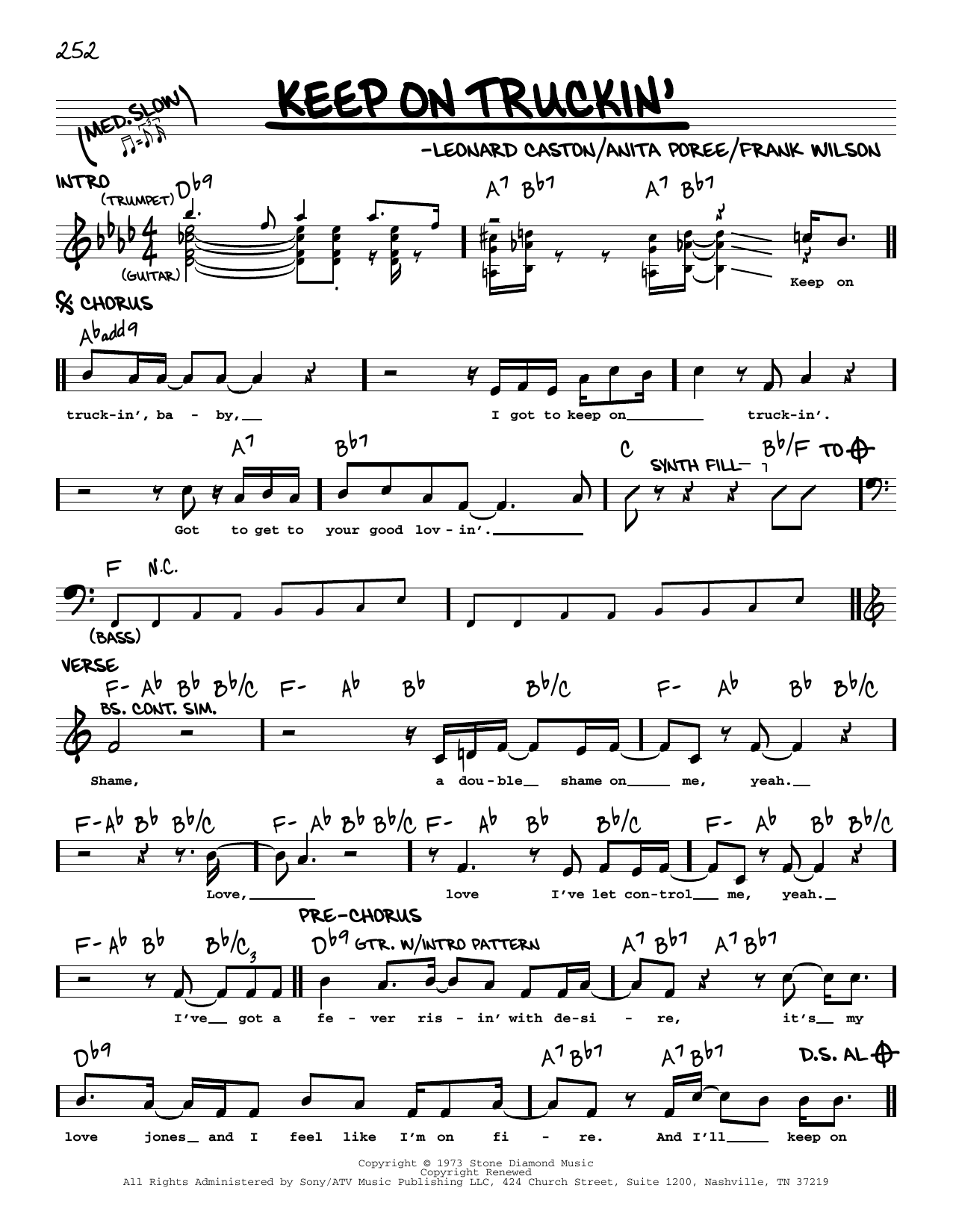 Learn to play Eddie Kendricks Keep On Truckin' sheet music for Real Book – Melody & Chords in minutes. Price: 5.9900$ Eddie Kendricks Keep On Truckin' sheet music notes and chords arranged for Real Book – Melody & Chords