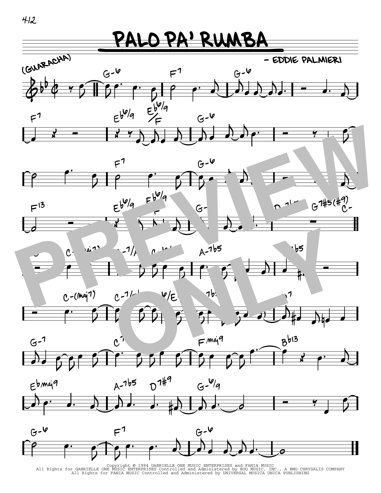Learn to play Eddie Palmieri Palo Pa' Rumba sheet music for Real Book – Melody & Chords in minutes. Price: 5.9900$ Eddie Palmieri Palo Pa' Rumba sheet music notes and chords arranged for Real Book – Melody & Chords