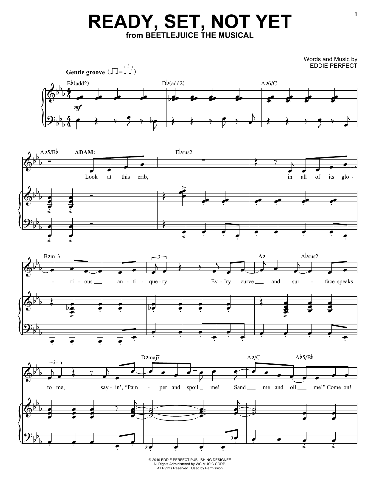 Eddie Perfect Ready, Set, Not Yet (from Beetlejuice The Musical) sheet music notes and chords. Download Printable PDF.