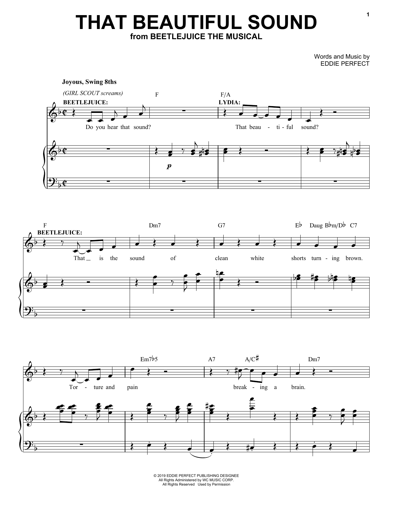 Eddie Perfect That Beautiful Sound (from Beetlejuice The Musical) sheet music notes and chords. Download Printable PDF.