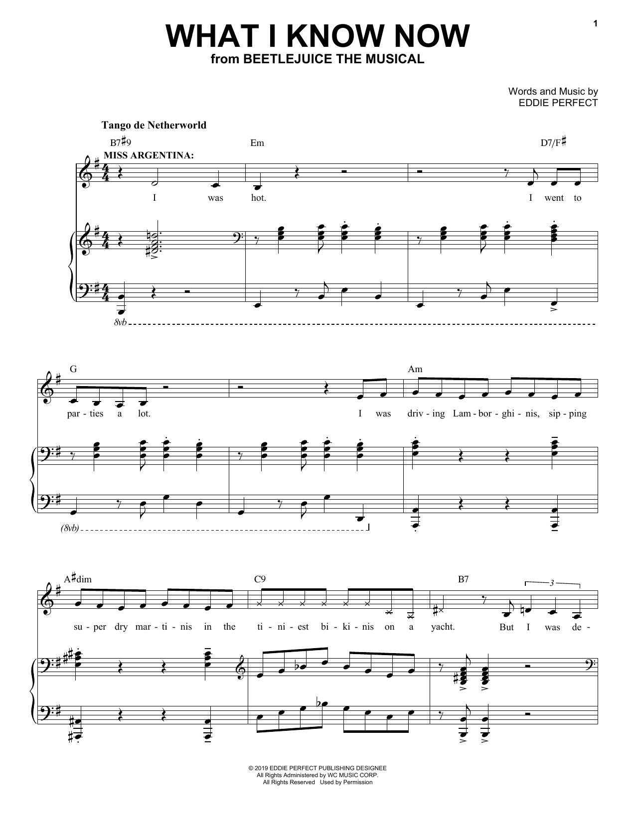 Eddie Perfect What I Know Now (from Beetlejuice The Musical) sheet music notes and chords. Download Printable PDF.