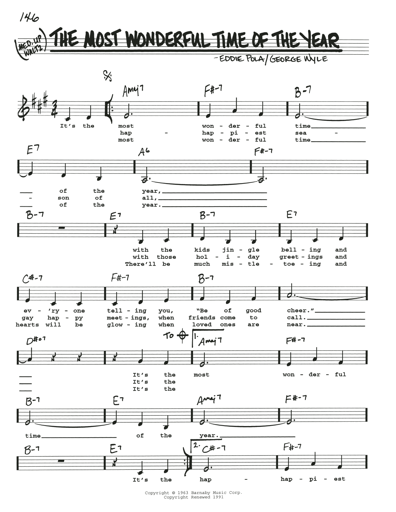 Eddie Pola The Most Wonderful Time Of The Year sheet music notes and chords. Download Printable PDF.