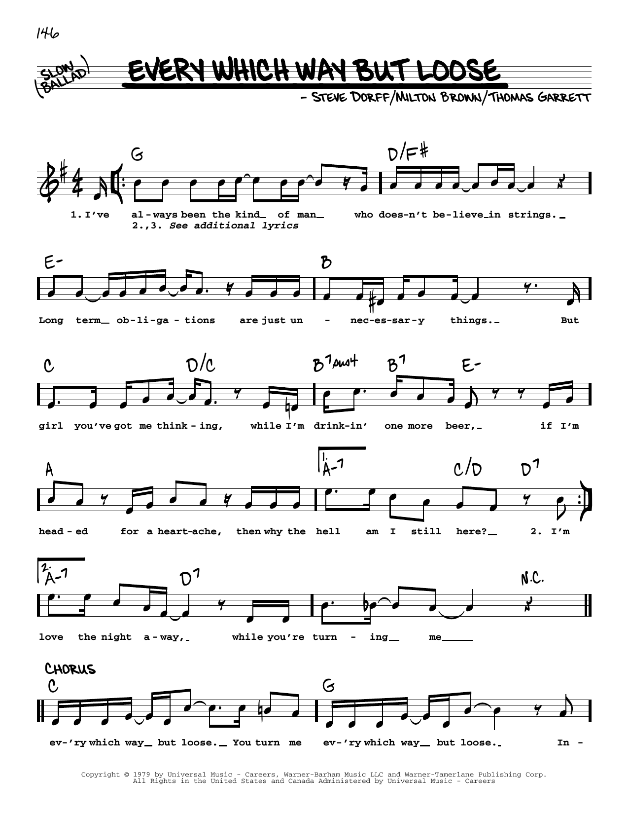 Learn to play Eddie Rabbit Every Which Way But Loose sheet music for Real Book – Melody, Lyrics & Chords in minutes. Price: 5.9900$ Eddie Rabbit Every Which Way But Loose sheet music notes and chords arranged for Real Book – Melody, Lyrics & Chords