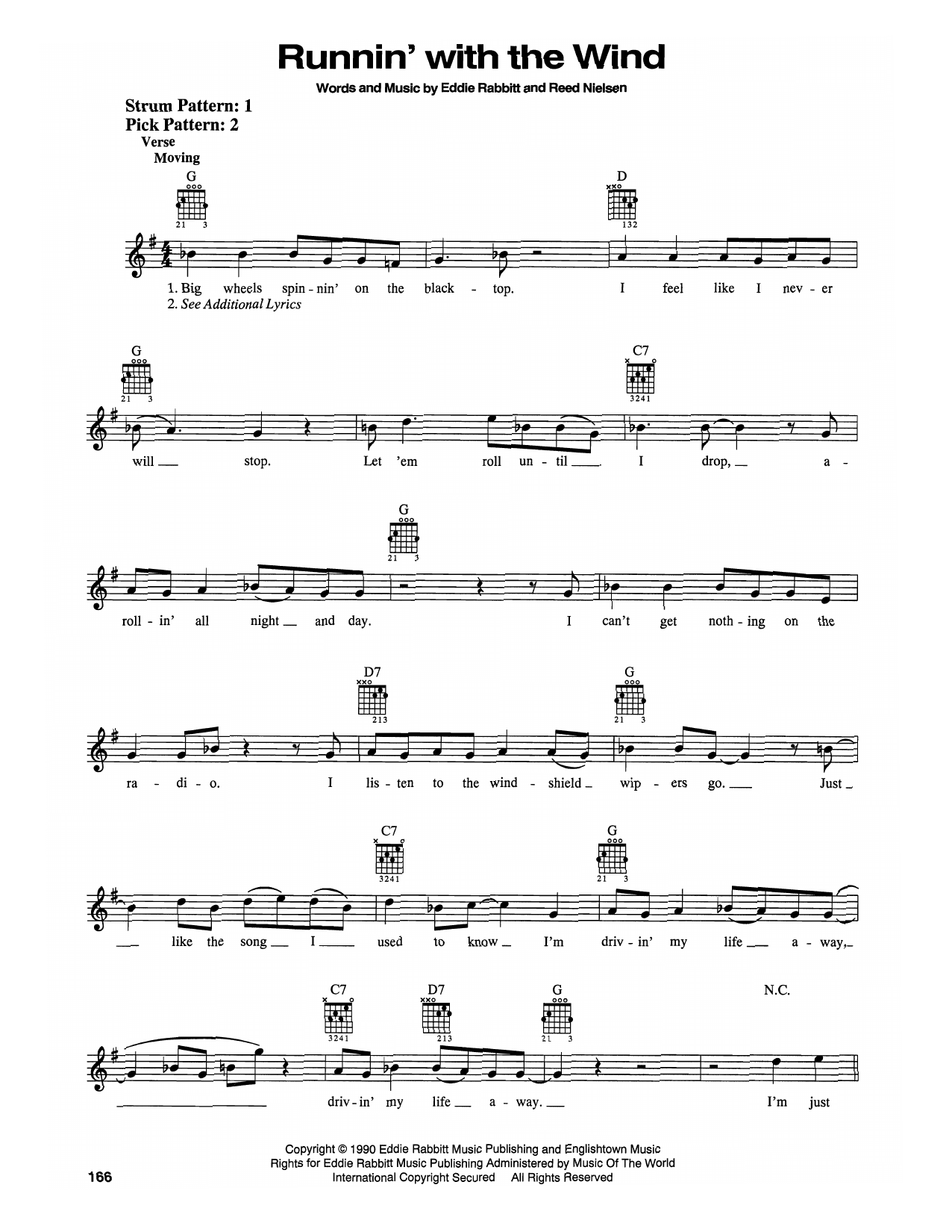 Eddie Rabbitt Runnin' With The Wind sheet music notes and chords. Download Printable PDF.