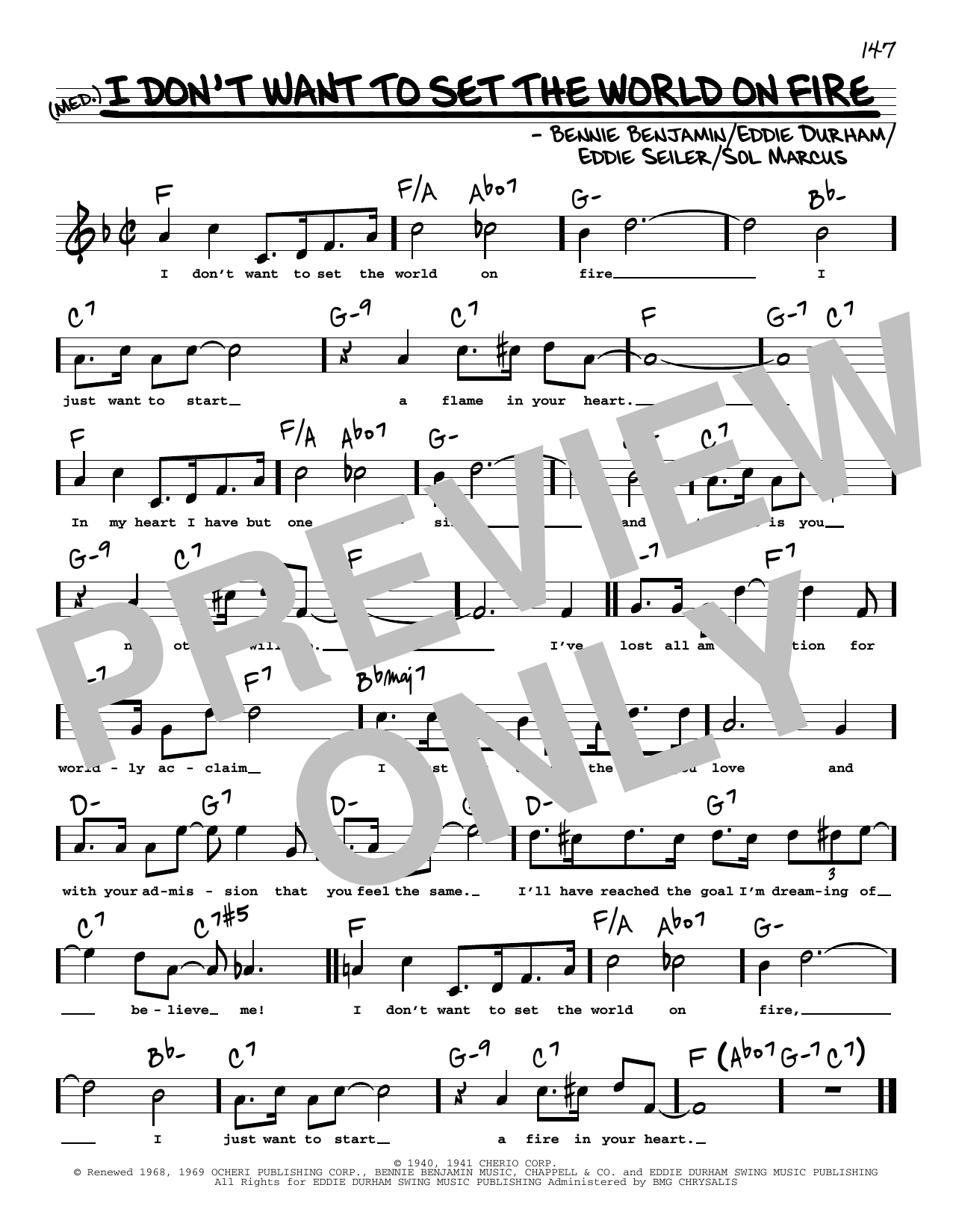 Eddie Seiler I Don't Want To Set The World On Fire (High Voice) sheet music notes and chords. Download Printable PDF.