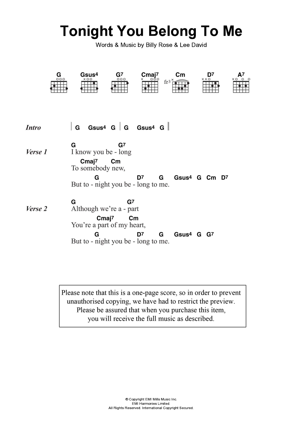 Eddie Vedder Tonight You Belong To Me sheet music notes and chords. Download Printable PDF.