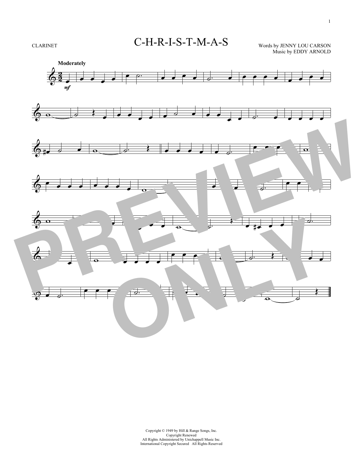 Eddy Arnold C-H-R-I-S-T-M-A-S sheet music notes and chords. Download Printable PDF.