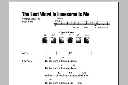 Eddy Arnold The Last Word In Lonesome Is Me sheet music notes and chords. Download Printable PDF.