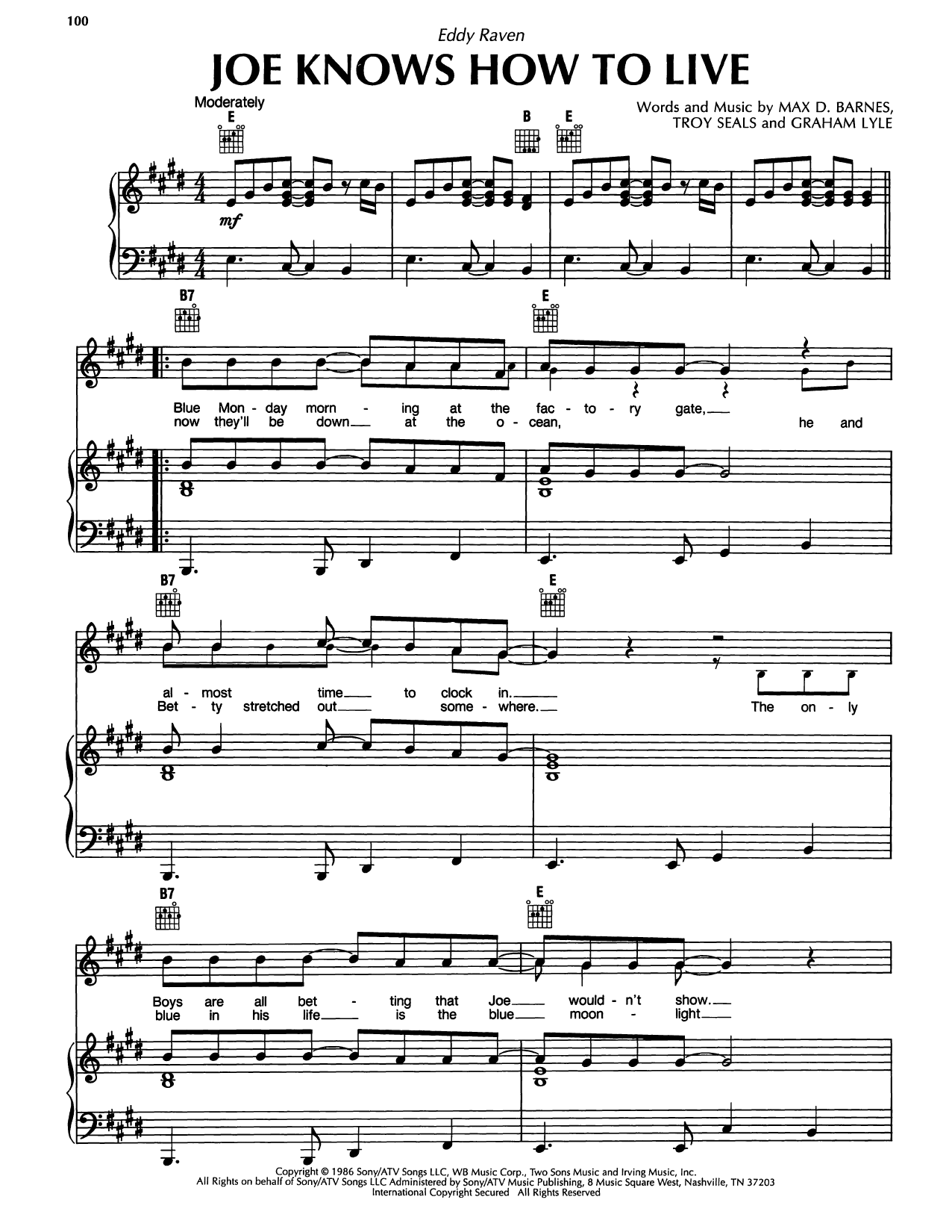 Learn to play Eddy Raven Joe Knows How To Live sheet music for Piano, Vocal & Guitar Chords (Right-Hand Melody) in minutes. Price: 7.8900$ Eddy Raven Joe Knows How To Live sheet music notes and chords arranged for Piano, Vocal & Guitar Chords (Right-Hand Melody)