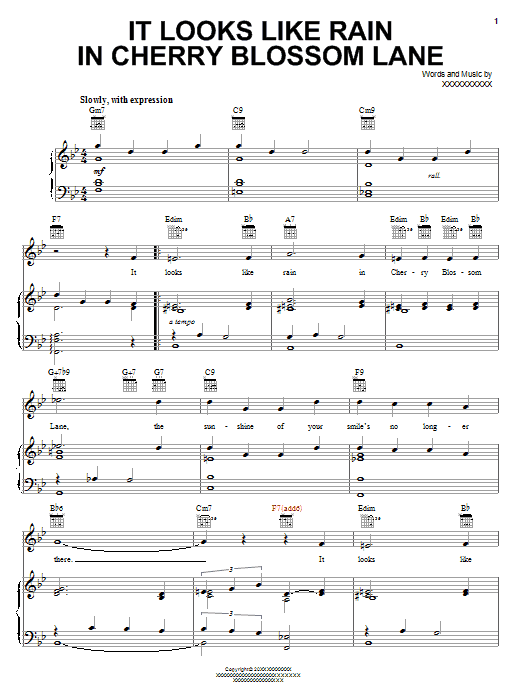 Edgar Leslie It Looks Like Rain In Cherry Blossom Lane sheet music notes and chords. Download Printable PDF.