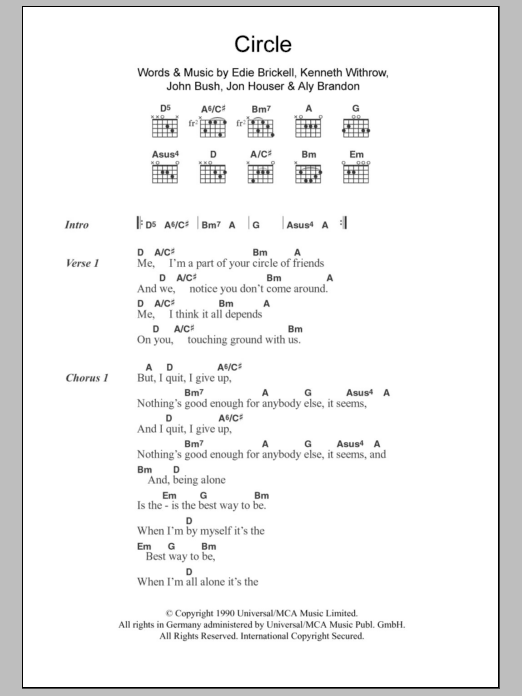 Edie Brickell Circle sheet music notes and chords. Download Printable PDF.