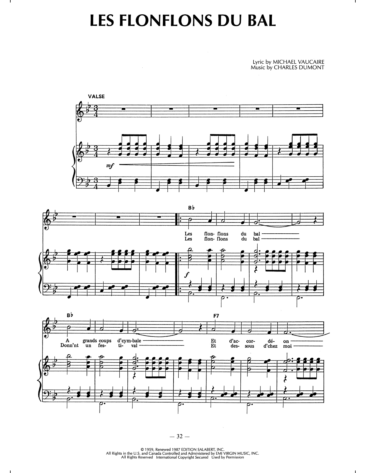 Learn to play Edith Piaf Les Flonflons Du Bal sheet music for Piano, Vocal & Guitar Chords (Right-Hand Melody) in minutes. Price: 7.8900$ Edith Piaf Les Flonflons Du Bal sheet music notes and chords arranged for Piano, Vocal & Guitar Chords (Right-Hand Melody)