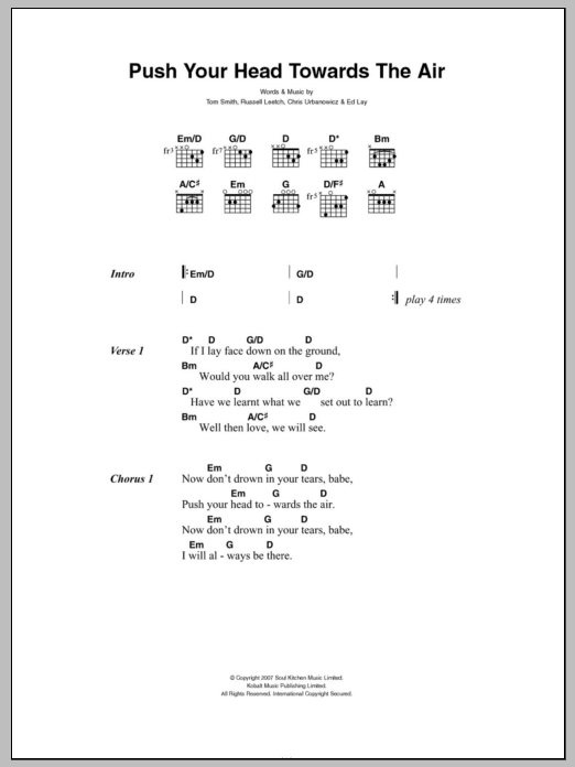 Editors Push Your Head Towards The Air sheet music notes and chords. Download Printable PDF.