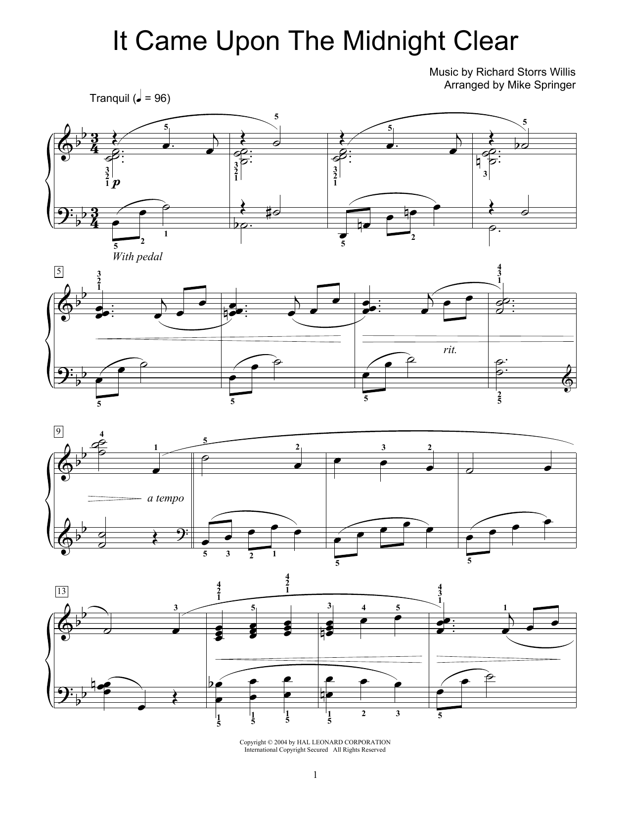 Edmund Hamilton Sears It Came Upon The Midnight Clear sheet music notes and chords. Download Printable PDF.