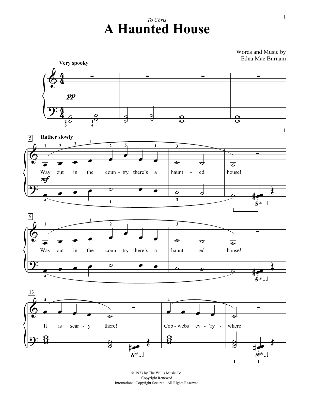 Edna Mae Burnam A Haunted House sheet music notes and chords. Download Printable PDF.