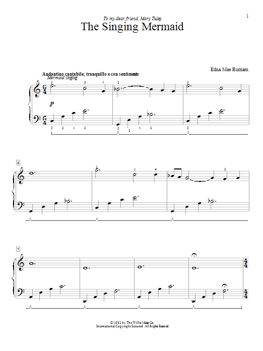 Edna Mae Burnam The Singing Mermaid sheet music notes and chords. Download Printable PDF.