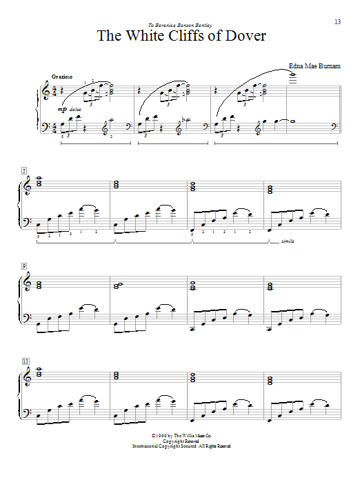 Learn to play Edna Mae Burnam The White Cliffs Of Dover sheet music for Educational Piano in minutes. Price: 6.9900$ Edna Mae Burnam The White Cliffs Of Dover sheet music notes and chords arranged for Educational Piano