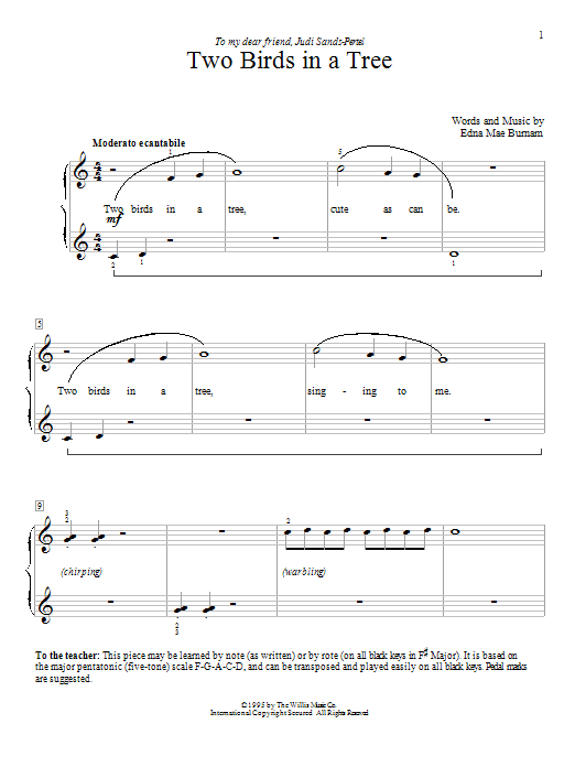 Edna Mae Burnam Two Birds In A Tree sheet music notes and chords arranged for Educational Piano