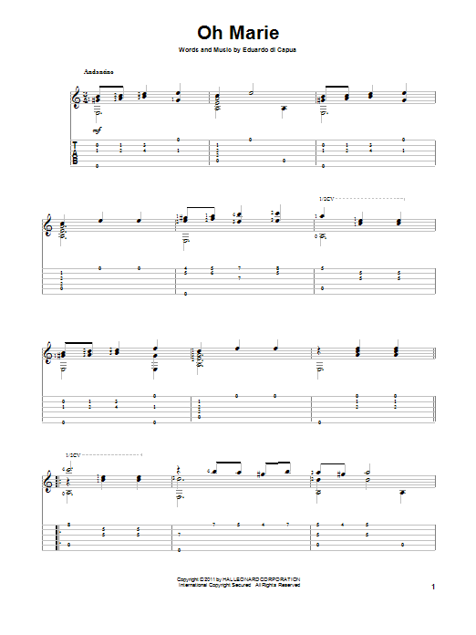 Eduardo di Capua Oh Marie sheet music notes and chords. Download Printable PDF.