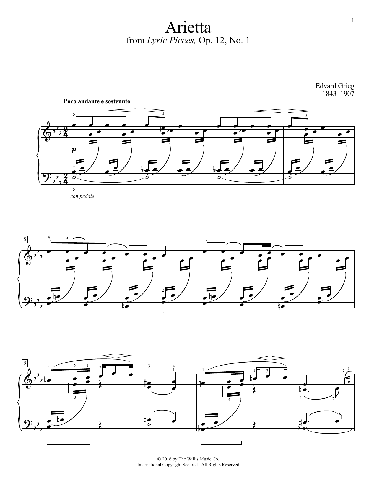 Learn to play Edvard Grieg Arietta sheet music for Piano Solo in minutes. Price: 6.9900$ Edvard Grieg Arietta sheet music notes and chords arranged for Piano Solo