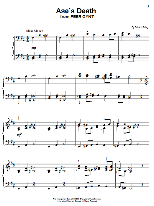 Learn to play Edvard Grieg Ase's Death sheet music for Easy Piano in minutes. Price: 6.9900$ Edvard Grieg Ase's Death sheet music notes and chords arranged for Easy Piano