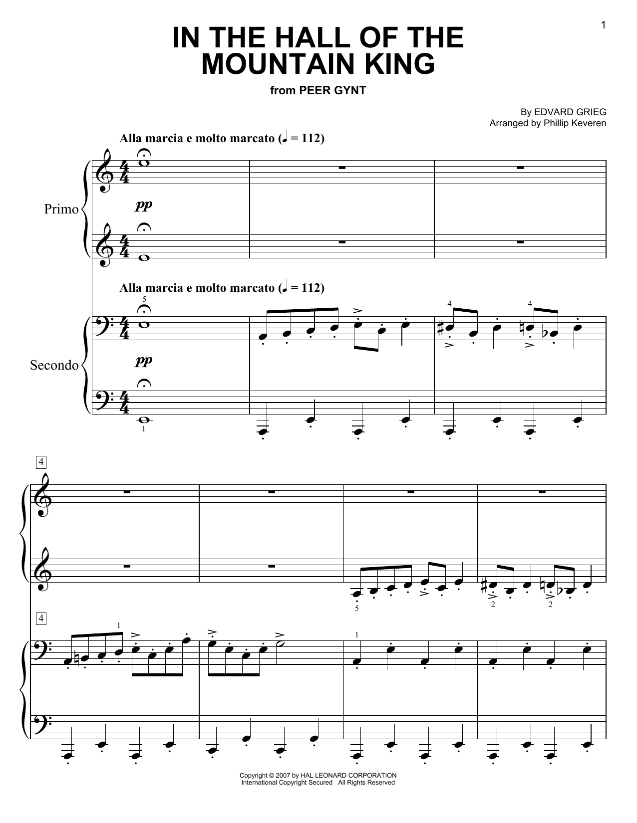 Phillip Keveren In The Hall Of The Mountain King sheet music notes and chords. Download Printable PDF.