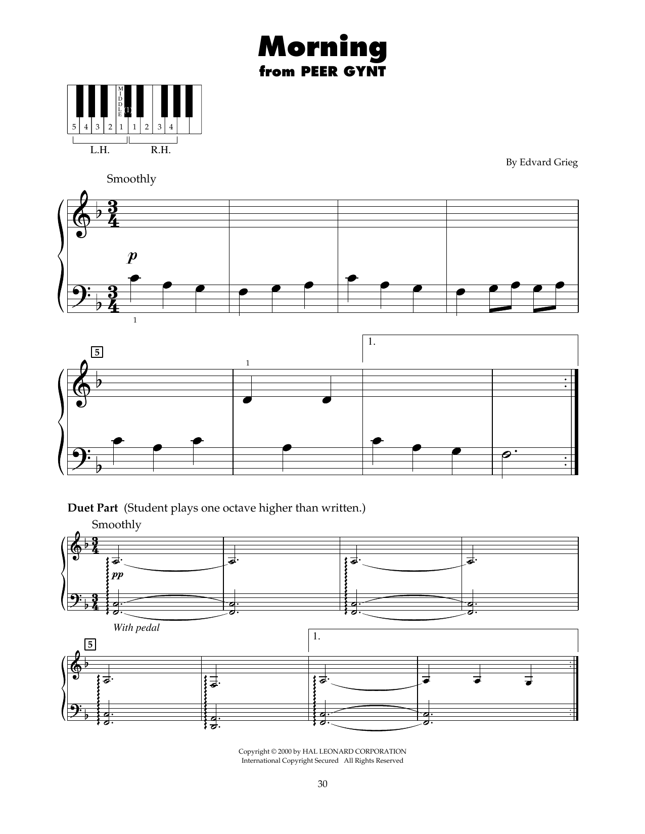 Edvard Grieg Morning (arr. Carol Klose) sheet music notes and chords. Download Printable PDF.