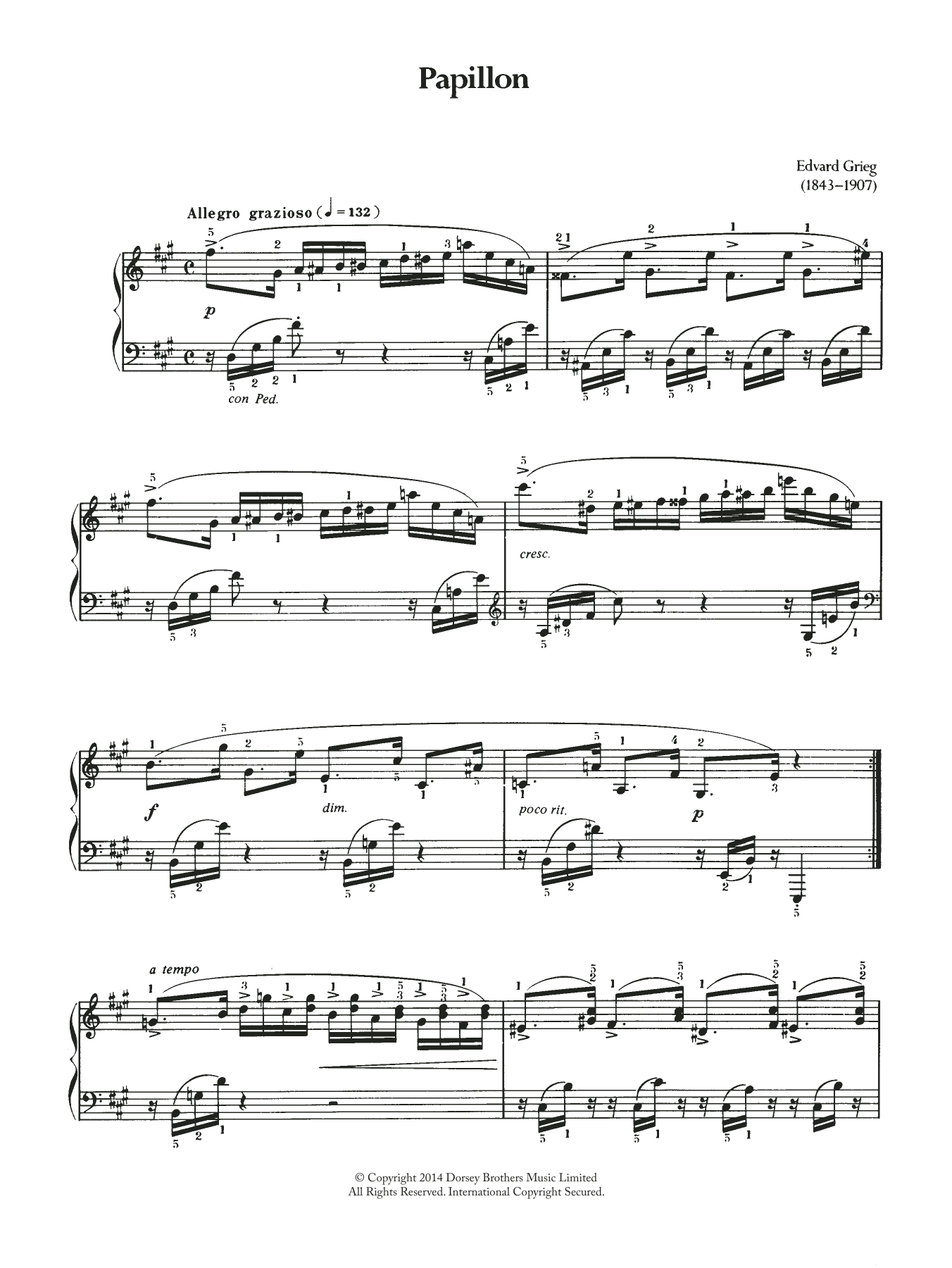Learn to play Edvard Grieg Papillon sheet music for Piano Solo in minutes. Price: 7.8900$ Edvard Grieg Papillon sheet music notes and chords arranged for Piano Solo