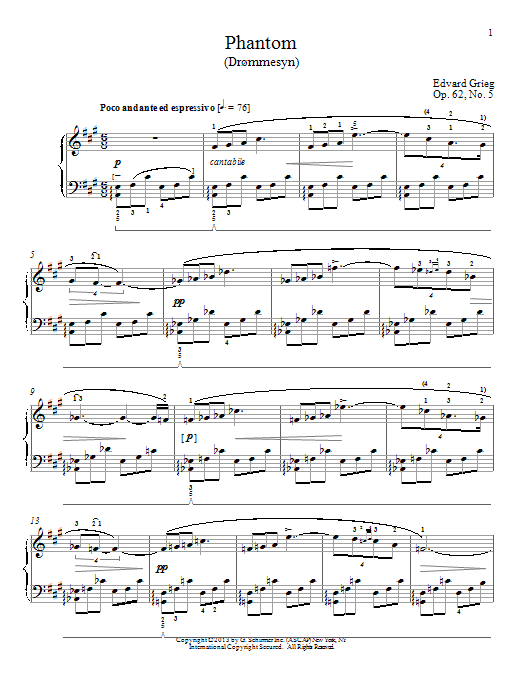 William Westney Phantom (Drommesyn), Op. 62, No. 5 sheet music notes and chords arranged for Piano Solo