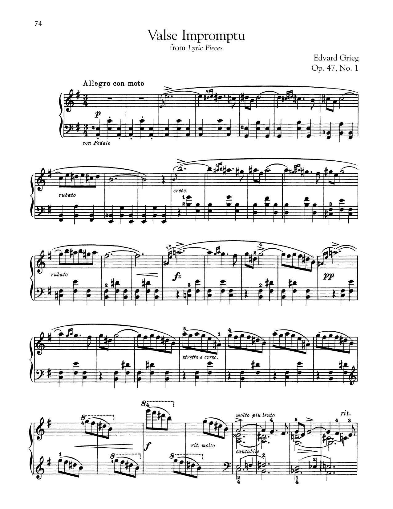 Learn to play Edvard Grieg Valse Impromptu, Op. 47, No. 1 sheet music for Piano Solo in minutes. Price: 7.8900$ Edvard Grieg Valse Impromptu, Op. 47, No. 1 sheet music notes and chords arranged for Piano Solo