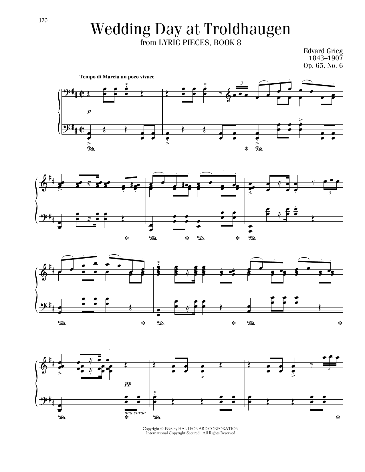 Edvard Grieg Wedding Day At Troldhaugen, Op. 65, No. 6 sheet music notes and chords. Download Printable PDF.