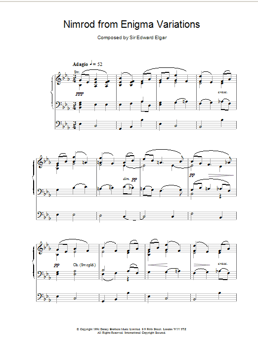 Edward Elgar Nimrod (from Enigma Variations Op.36) sheet music notes and chords. Download Printable PDF.