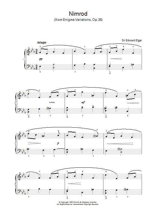 Edward Elgar Nimrod (from Enigma Variations Op.36) sheet music notes and chords. Download Printable PDF.