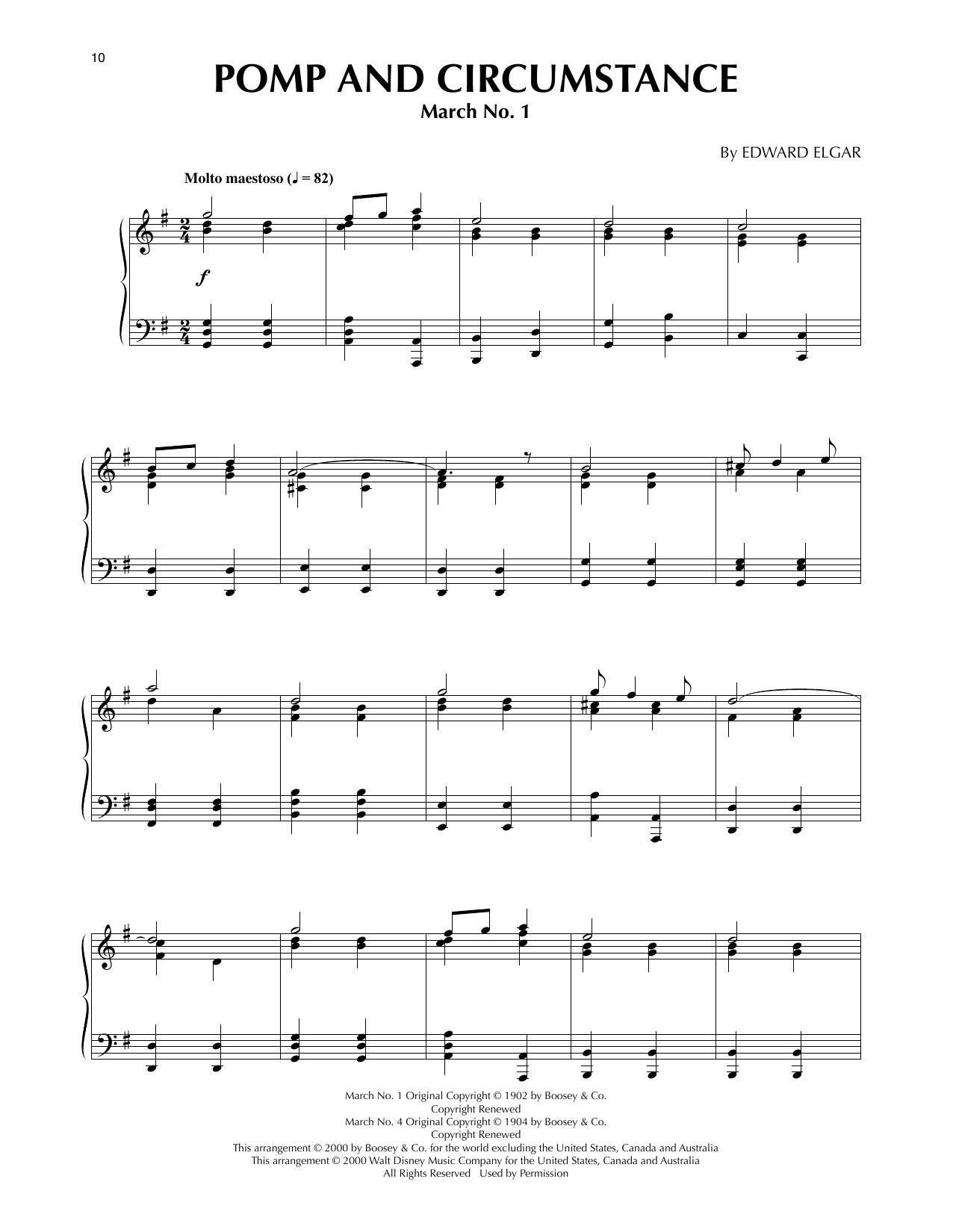 Edward Elgar Pomp And Circumstance (from Fantasia 2000) sheet music notes and chords arranged for Piano Solo