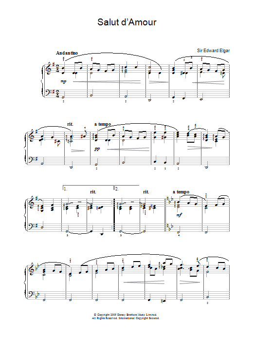 Edward Elgar Salut D'Amour sheet music notes and chords. Download Printable PDF.