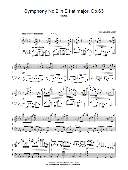 Learn to play Edward Elgar Symphony No.2 In E Flat Major, Op.63 (finale) sheet music for Piano Solo in minutes. Price: 7.8900$ Edward Elgar Symphony No.2 In E Flat Major, Op.63 (finale) sheet music notes and chords arranged for Piano Solo