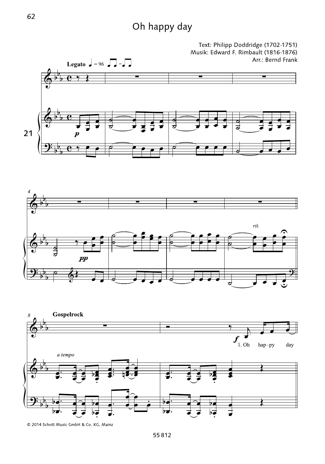 Learn to play Edward F. Rimbault Oh Happy Day sheet music for Piano & Vocal in minutes. Price: 6.9900$ Edward F. Rimbault Oh Happy Day sheet music notes and chords arranged for Piano & Vocal