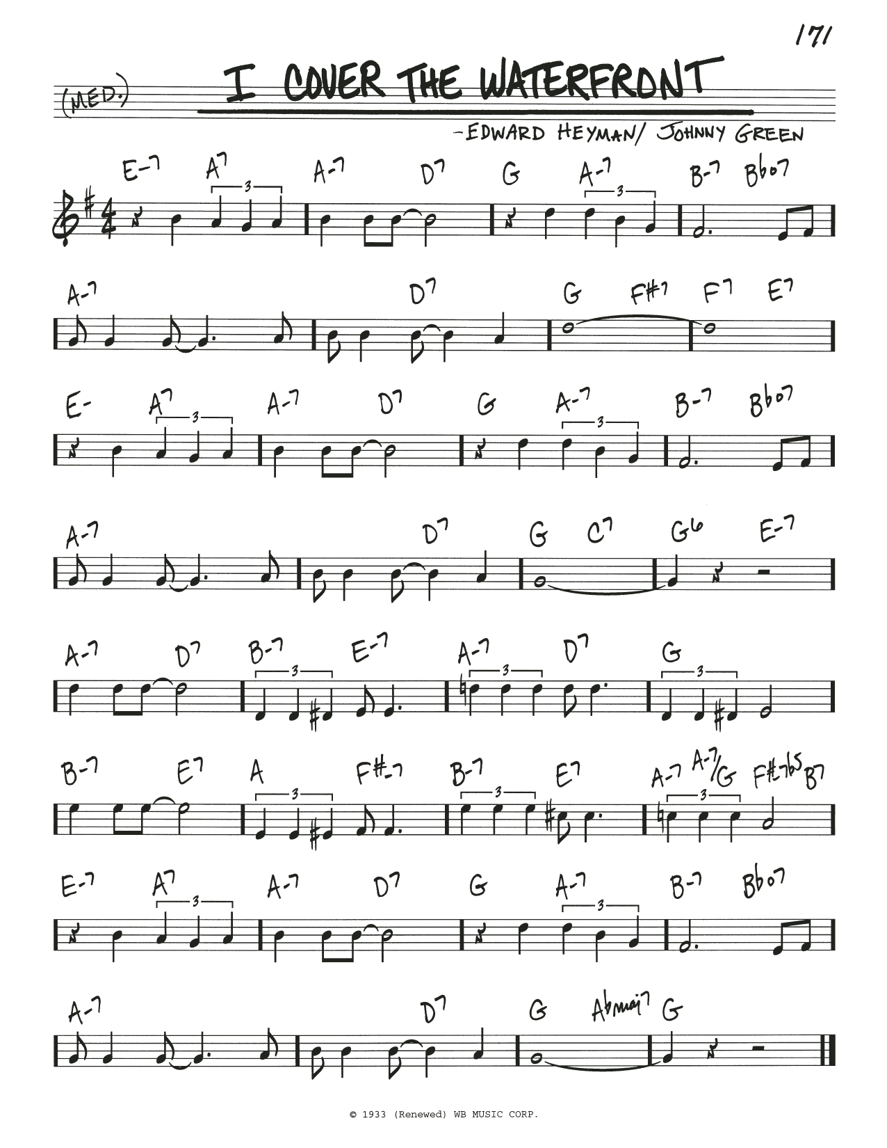 Learn to play Edward Heyman I Cover The Waterfront sheet music for Real Book – Melody & Chords in minutes. Price: 5.9900$ Edward Heyman I Cover The Waterfront sheet music notes and chords arranged for Real Book – Melody & Chords