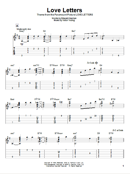 Edward Heyman Love Letters sheet music notes and chords. Download Printable PDF.