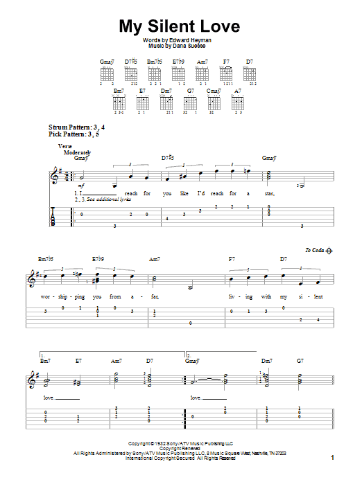 Edward Heyman My Silent Love sheet music notes and chords. Download Printable PDF.