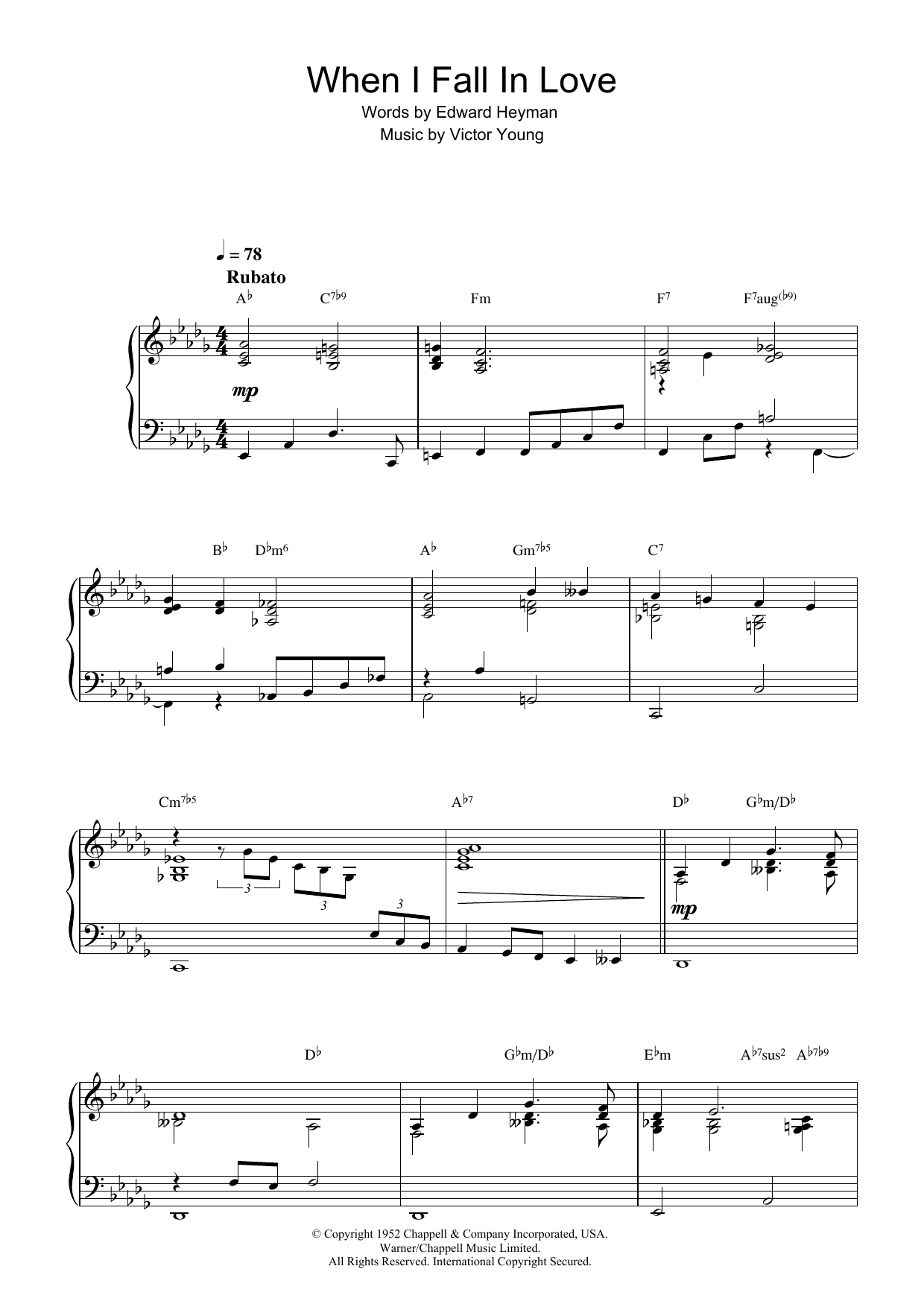 Learn to play Edward Heyman When I Fall In Love sheet music for Vocal Duet in minutes. Price: 6.9900$ Edward Heyman When I Fall In Love sheet music notes and chords arranged for Vocal Duet