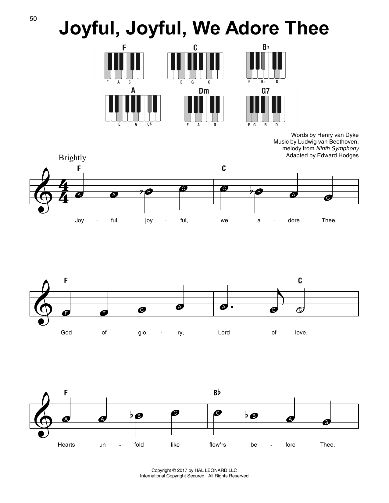 Edward Hodges Joyful, Joyful, We Adore Thee sheet music notes and chords. Download Printable PDF.