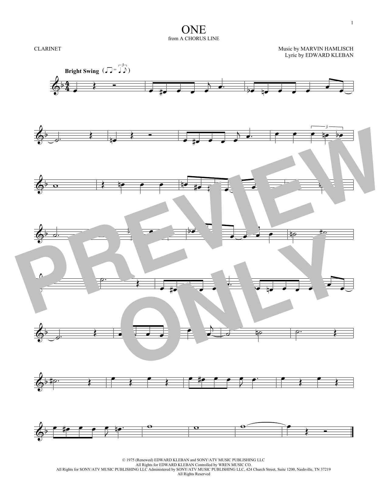 Edward Kleban One sheet music notes and chords. Download Printable PDF.