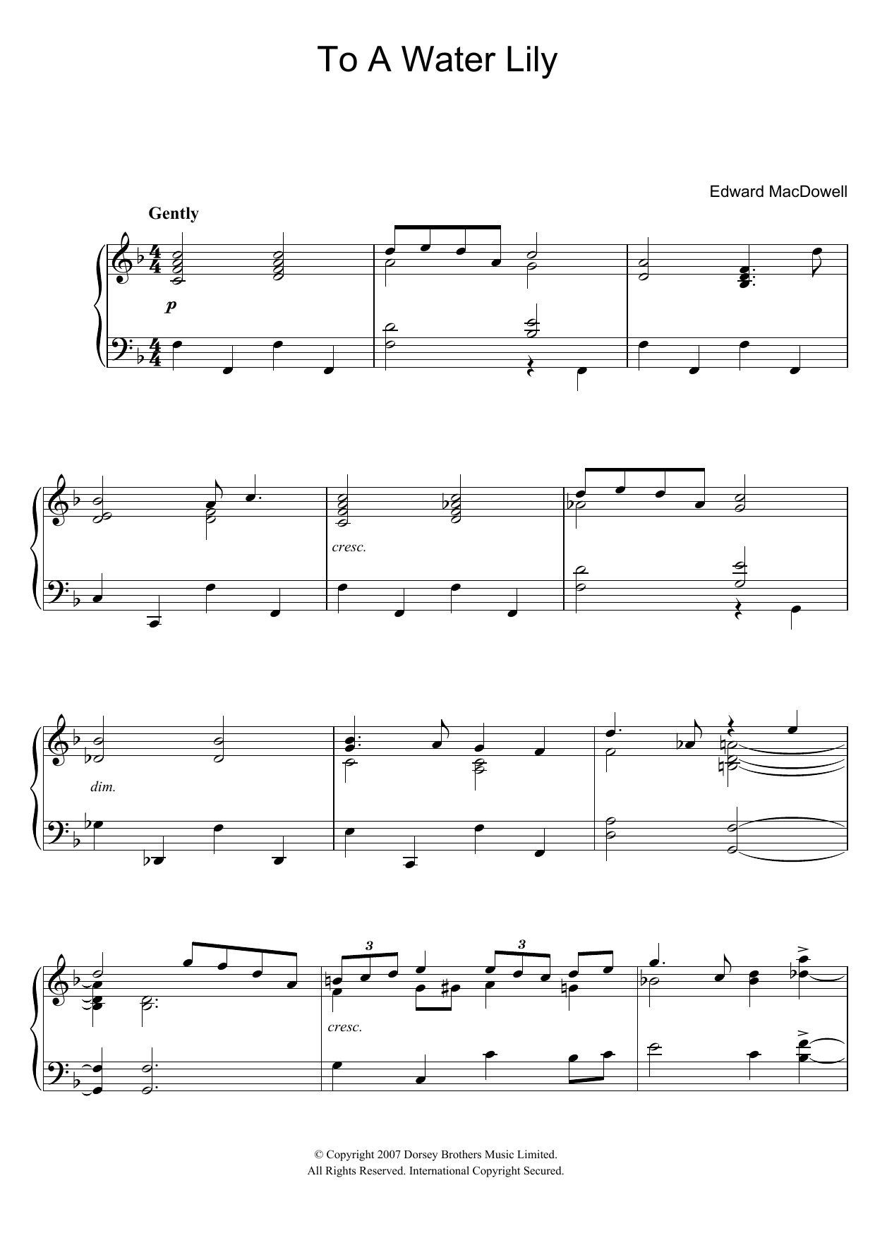 Learn to play Edward MacDowell To A Water Lily sheet music for Easy Piano in minutes. Price: 6.9900$ Edward MacDowell To A Water Lily sheet music notes and chords arranged for Easy Piano