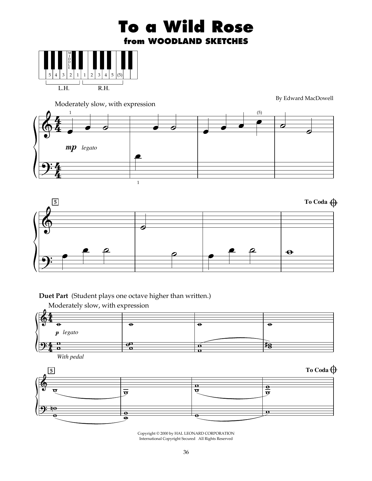 Edward MacDowell To A Wild Rose, Op. 51, No. 1 (arr. Carol Klose) sheet music notes and chords. Download Printable PDF.